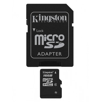 Memoria Flash Kingston, 16GB microSDHC Clase 4, con Adaptador - Envío Gratis