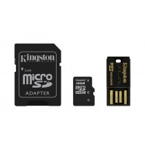 Kingston 16GB Multi Kit / Mobility Kit Clase 4, incl. Tarjeta microSDHC con Adaptadores SD y USB - Envío Gratis