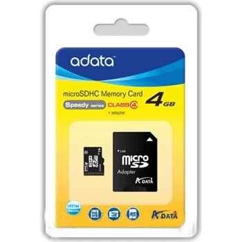 Memoria Flash Adata, 4GB microSDHC Clase 4, con Adaptador - Envío Gratis