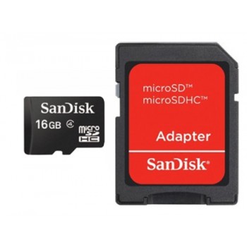 Memoria Flash SanDisk, 16GB microSDHC Clase 4, con Adaptador - Envío Gratis