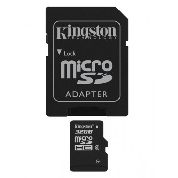 Memoria Flash Kingston, 32GB microSDHC Clase 4, con Adaptador - Envío Gratis