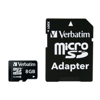 Memoria Flash Verbatim, 8GB MicroSDHC Clase 10, con Adaptador - Envío Gratis