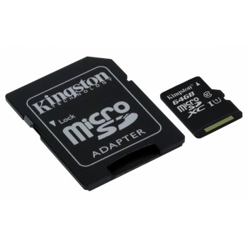 Memoria Flash Kingston, 64GB microSDXC Clase 10 UHS-I, con Adaptador SD - Envío Gratis