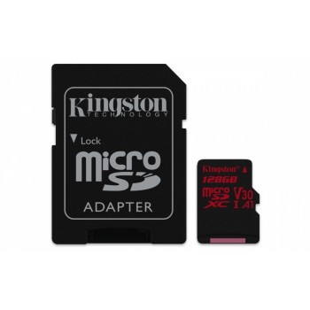 Memoria Flash Kingston Canvas React, 128GB MicroSDXC UHS-I Clase 10, con Adapatador - Envío Gratis