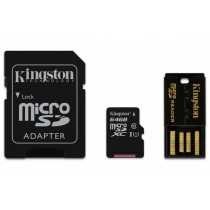 Kingston 64GB Multi Kit / Mobility Kit Class10, incl. Tarjeta microSDHC con Adaptadores SD y USB - Envío Gratis