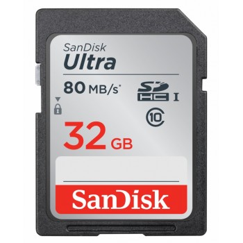 Memoria Flash SanDisk Ultra, 32GB SDHC UHS-I Clase 10, Lectura 80 MB/s - Envío Gratis