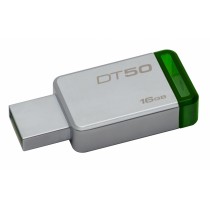 Memoria USB Kingston DataTraveler 50, 16GB, USB 3.0, Plata Verde - Envío Gratis