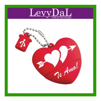 Memoria USB Levydal Corazon, 16GB, USB 2.0, Rojo/Blanco - Envío Gratis