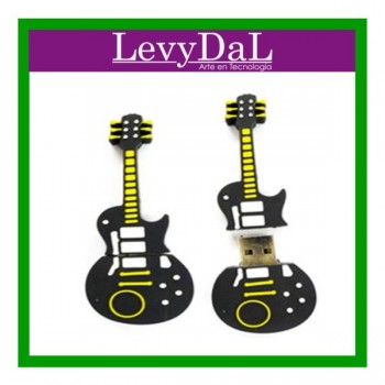 Memoria USB LevyDal Guitarra, 16GB, USB 2.0, Negro/Blanco/Amarillo - Envío Gratis