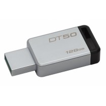 Memoria USB Kingston DataTraveler 50, 128GB, USB 3.0, Plata/Negro - Envío Gratis