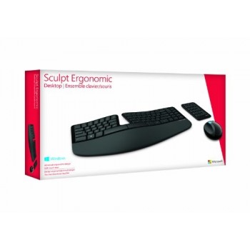 Kit de Teclado y Mouse Microsoft Sculpt Ergonomic Desktop, Inalámbrico, Negro (Español) - Envío Gratis