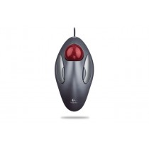 Mouse Logitech Óptico Trackman Marble, Alámbrico, USB+PS/2, Gris/Rojo - Envío Gratis