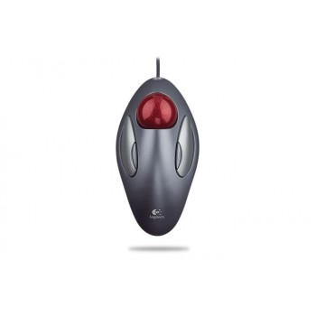 Mouse Logitech Óptico Trackman Marble, Alámbrico, USB+PS/2, Gris/Rojo - Envío Gratis