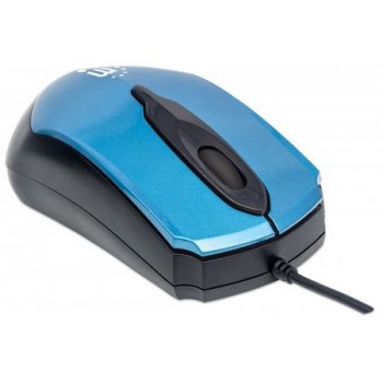 Mouse Manhattan Óptico Edge, Alámbrico, USB, 1000DPI, Azul/Negro - Envío Gratis