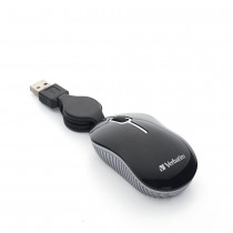 Mouse Verbatim Óptico 98113, Alámbrico, USB Retráctil, Negro/Plata - Envío Gratis