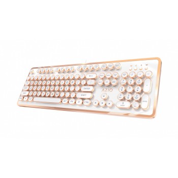 Teclado Azio MK-RETRO, Alámbrico, USB, Oro/Blanco (Inglés) - Envío Gratis