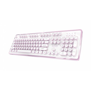 Teclado Azio MK-RETRO, Alámbrico, USB, Rosa/Blanco (Inglés) - Envío Gratis