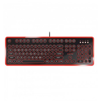 Teclado Azio MK-RETRO-03, Alámbrico, USB, Negro/Rojo (Inglés) - Envío Gratis