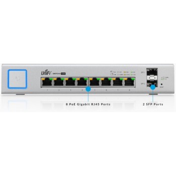 Switch Ubiquiti Networks Gigabit Ethernet US-8-150W, 8 Puertos 10/100/1000Mbps + 2 Puertos SFP, 20 Gbit/s - Gestionado - Envío G