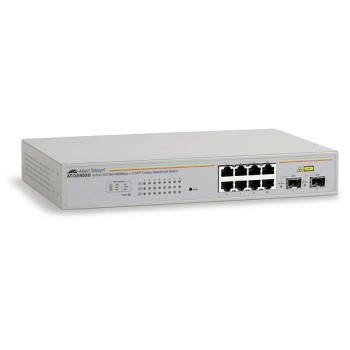 Switch Allied Telesis Gigabit Ethernet WebSmart, 8 Puertos 10/100/1000Mbps + 2 Puertos SFP, 4000 Entradas - Gestionado - Envío G