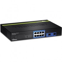 Switch Trendnet Gigabit Ethernet TEG-082WS, 8 Puertos 10/100/1000Mbps + 2 Puertos SPF, 16 Gbit/s, 16.000 Entradas - Gestionado -