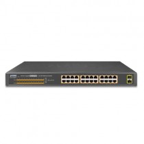 Switch Planet Gigabit Ethernet GSW-2620HP 220W, 24 Puertos 10/100/1000Mbps + 2 Puertos SFP, 52 Gbit/s, 8000 Entradas - Envío Gra