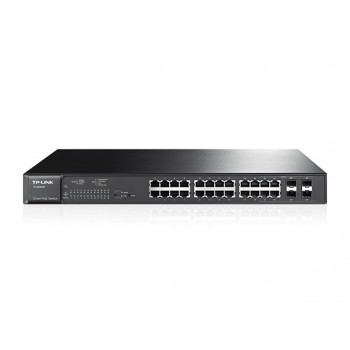 Switch TP-Link Gigabit Ethernet Smart JetStream PoE+, 24 Puertos 10/100/1000Mbps, + 4 Puertos SFP, 48 Gbit/s, 8000 Entradas - En