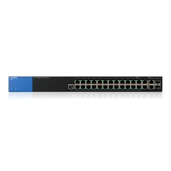 Switch Linksys Gigabit Ethernet LGS528P, 26 Puertos 10/100/1000Mbps + 2 Puertos Combo, 56 Gbit/s, 16.000 Entradas - Gestionado -