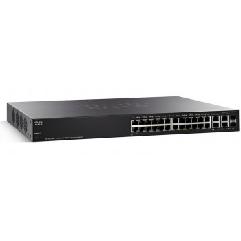 Switch Cisco Fast Ethernet SF300-24PP, 24 Puertos 10/100 + 2 Puertos 10/100/1000 + 2 Puertos SFP, 12.8 Gbit/s, 16.384 Entradas -