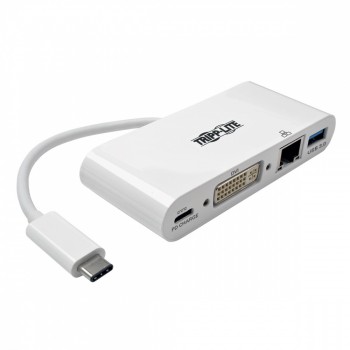 Tripp Lite Adaptador USB C Macho - DVI-I Hembra, con Hub USB, 1x RJ-45 - Envío Gratis