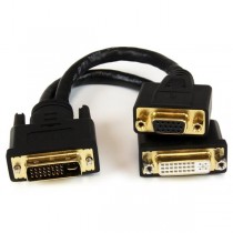 StarTech.com Cable Divisor para Terminales Wyse, DVI-I Macho - DVI-D y VGA Hembra, 20cm, Negro - Envío Gratis