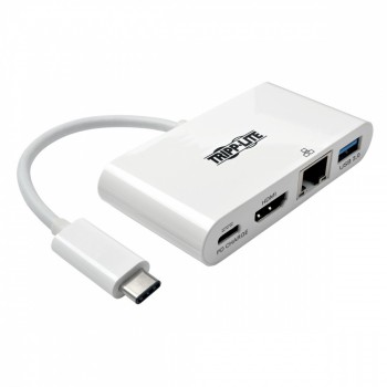 Tripp Lite Adaptador USB-C Macho - HDMI Hembra con Hub USB-A, 1x RJ-45, Blanco - Envío Gratis