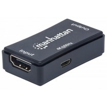 Manhattan Repetidor HDMI Hembra - HDMI Hembra, hasta 40 Metros, Negro - Incluye Puerto MicroUSB B - Envío Gratis