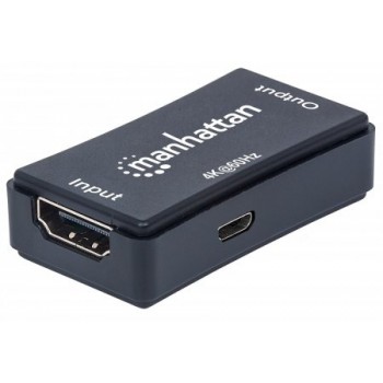 Manhattan Repetidor HDMI Hembra - HDMI Hembra, hasta 40 Metros, Negro - Incluye Puerto MicroUSB B - Envío Gratis