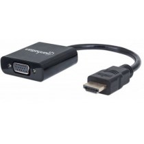 Manhattan Adaptador HDMI Macho - VGA Hembra, 22cm, Negro - Envío Gratis