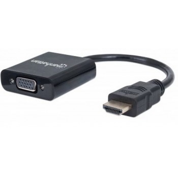 Manhattan Adaptador HDMI Macho - VGA Hembra, 22cm, Negro - Envío Gratis