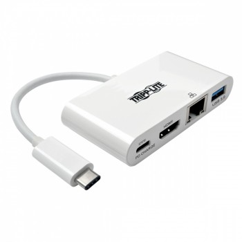 Tripp Lite Adaptador USB-C Macho - VGA Hembra con Hub USB-A, 1x RJ-45, Blanco - Envío Gratis