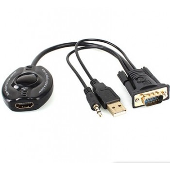 BRobotix Adaptador VGA/3.5mm/USB Macho - HDMI Hembra, Negro - Envío Gratis