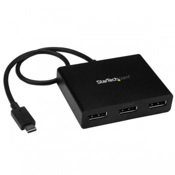 StarTech.com Adaptador USB-C Macho - 3x DisplayPort Hembra, Negro - Envío Gratis