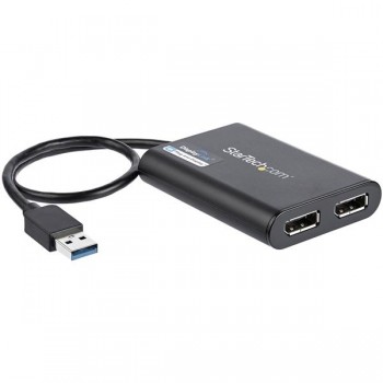 StarTech.com Adaptador USB 3.0 Macho - 2x DisplayPort Hembra, Negro - Envío Gratis