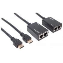 Manhattan Extensor HDMI por Cat5e/Cat6, Distancia Máxima 30 Metros, Cables HDMI Integrados - Envío Gratis