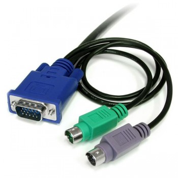 Startech.com Cable KVM Ultra Delgado 3 en 1, 2x PS/2 Macho - 2x VGA Macho, 1.8 Metros, Negro - Envío Gratis