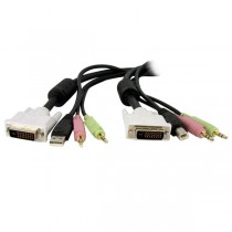 StarTech.com Cable KVM 4 en 1 DVI-D Dual Link Doble Enlace USB con Audio Micrófono, 1.8 Metros - Envío Gratis