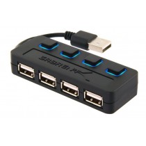 Sabrent Hub USB 2.0 con Switches - 4x USB 2.0 Hembra, 480 Gbit/s, Negro - Envío Gratis