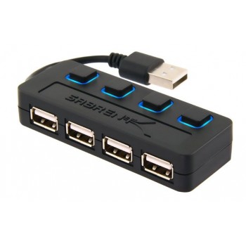 Sabrent Hub USB 2.0 con Switches - 4x USB 2.0 Hembra, 480 Gbit/s, Negro - Envío Gratis