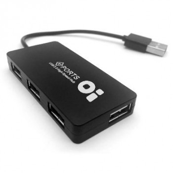 BRobotix Hub USB 2.0 Macho - 4x USB 2.0 Hembra, 480 Mbit/s, Negro - Envío Gratis