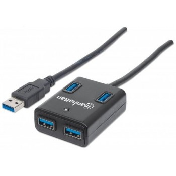 Manhattan Hub USB 3.0 de Supervelocidad, 4x USB A, 5000 Mbit/s - sin Fuente - Envío Gratis