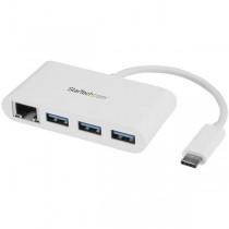 StarTech.com Hub USB C 3.0 Macho - 3x USB A 3.0 y Ethernet Gigabit, 1000 Mbit/s, Blanco - Envío Gratis