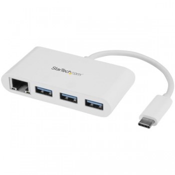 StarTech.com Hub USB C 3.0 Macho - 3x USB A 3.0 y Ethernet Gigabit, 1000 Mbit/s, Blanco - Envío Gratis