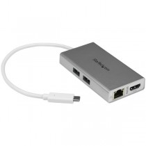StarTech.com Hub USB-C Multifunción para Laptops, USB-C Macho - 2x USB A 3.0/1x HDMI/ 1x RJ-45 Hembra, Plata - Envío Gratis